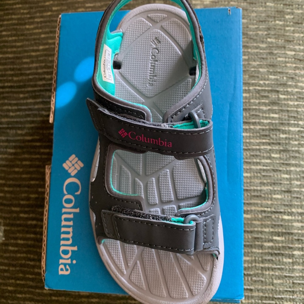 Columbia Kids' Charcoal and Aqua Sandals
